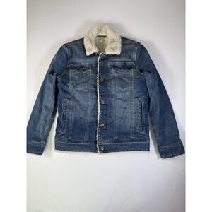 Crewcuts Women Jacket 12 Blue CottonBlend Button Down Stretch Sherpa Lined Denim